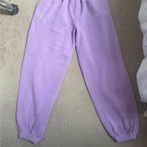 Cozy Purple Fleece Joggers with Elastic Cuffs